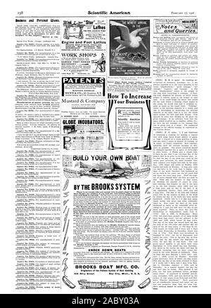 Liminess e vuole personali. ogni caso è necessario fornire il numero di tem dell'indagine. MUNN & CO. SCIENTIFIC AMERICAN GLOBE INCUBATORI C. C. calzolaio piastra di nichel road again colono di vendita dei biglietti per la costa del Pacifico. Come aumentare e vuole personali Scientific American loro. 'Star'Scrd torni automatici per un intervento accurato SENECA FALLS MFG. CCI. 695 Water Street Seneca Falls PT. Y. CIS. A. motore e piede torni macchina negozio abiti TOOLS A n. i materiali di consumo. Materiali migliori. Ottima fattura. Catalogo gratuito  Note e richieste. Lavoro NEGOZI BARNES' piedi macchinari elettrici CYPHERS Standard Foto Stock