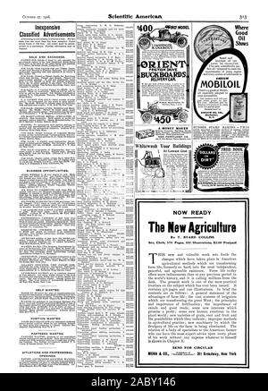 Imbiancare i Vostri edifici NON RIE ATTRITO BUCKBOARDS unità consegna auto Waltham Manufacturing Co. Utilitaria Un money maker il PETTYJOHN CO. 1907 modello economico annunci Vendita e Scambio. Opportunità di business. Aiuto voluto. Posizione voluta. Ricerca partners. Situazioni e sbocchi professionali. Vuoto MOBILOIL OIL CO. Rochester N.Y. W.M.OSTRANDERInc.378NorthArnericanBldgPhiladelphia 'DOLLARS IN MOSTRA vuoto . Ora pronto da T. BYARD COLLINS Syo. Panno pagine 376 100 illustrazioni. $2.00 postpagato INVIARE PER CIRCOLARE, Scientific American, 1906-10-27 Foto Stock