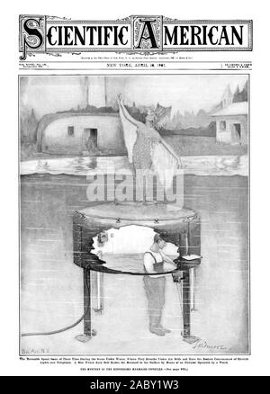 La Sirene dedicare parte del loro tempo durante la scena sotto l'acqua dove si respira aria di campane e presentano comodità moderne di elettrico MERICAN SCIENTIFICA, Scientific American, 1907-04-20 Foto Stock