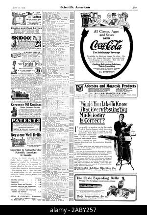 Motore e piede torni macchina negozio abiti GLI STRUMENTI E I MATERIALI DI CONSUMO. Materiali migliori. Ottima fattura. Catalogo gratuitamente kerosene motori ad olio brevetti Keystone ben Trapani importante per gli abbonati per Scientific American in Canada Un money maker originale BARNES bere il tè la bevanda soddisfacente Thirst-Quenching 5c. Ovunque di amianto e di magnesia prodotti Mail6 PR ay Ifforrecti l'espansione Hoxie Bullet Hoxie munizioni Co., 1907-06-22 Foto Stock