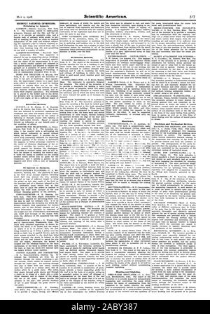 Recentemente invenzioni brevettate. Relativi all'abbigliamento. I dispositivi elettrici. Di interesse per gli agricoltori. Di .interesse generale. L'hardware. Riscaldamento e illuminazione. Macchine e dispositivi meccanici., Scientific American, 1908-05-02 Foto Stock