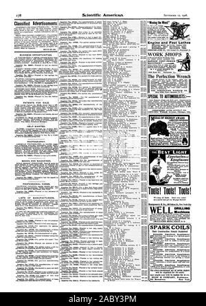 Gli annunci economici necessari a dare il numero della richiesta. inchiesta può essere ripetuto. MUNN & CO. Opportunità di business. Indagine n. 8738.-per i par cravatte fabbricazione di caseina cemento. ancora anche del titolo thennow tubing. board malteria macchine materiali ing. cotone macchinari. pompe 109 libbre di pressione. Indagine n. 8818.-voleva acquistare specialità in grandi quantitativi e scheda di paglia in acciaio temprato per rasoi di sicurezza. La produzione di spazzole e cesti. semiscafi. ristorante e attrezzature. Motore e piede torni macchina negozio abiti GLI STRUMENTI E I MATERIALI DI CONSUMO. Materiali migliori. Ottima fattura. Catalogo Il libero Foto Stock