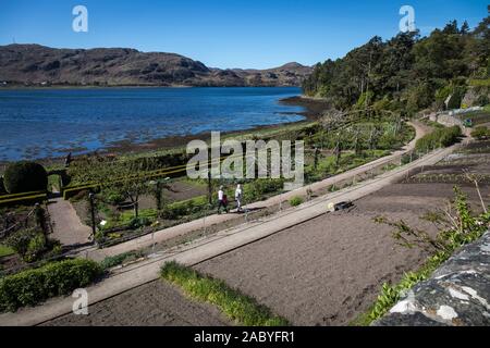 Giardini di Inverewe in primavera, si affaccia su Loch pecora Foto Stock