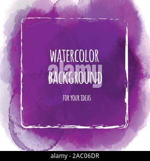 Colorati acquerelli astratti macchia con schizzi e spruzzi di goccioline sfumature violacee vettore di colore Illustrazione Vettoriale