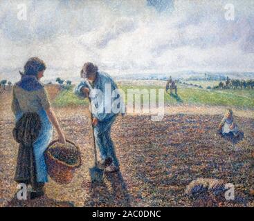 I contadini nei campi, Éragny (Paysans dans les champs, Éragny) da Camille Pissarro (1830-1903), olio su tela, 1890 Foto Stock