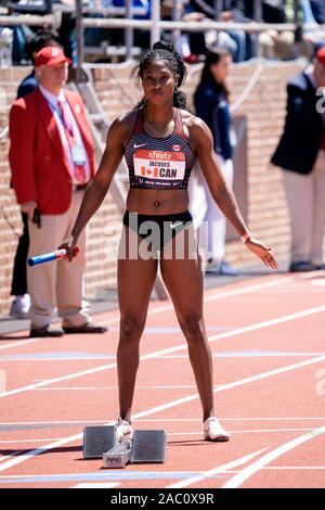 Farah Jacques (CAN) USA concorrenti vs il mondo 4x100m a 2019 Penn relè . Foto Stock