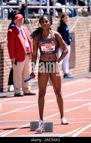 Farah Jacques (CAN) USA concorrenti vs il mondo 4x100m a 2019 Penn relè . Foto Stock