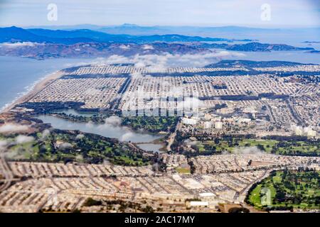 Vista aerea del San Francisco Downtown area in California Foto Stock