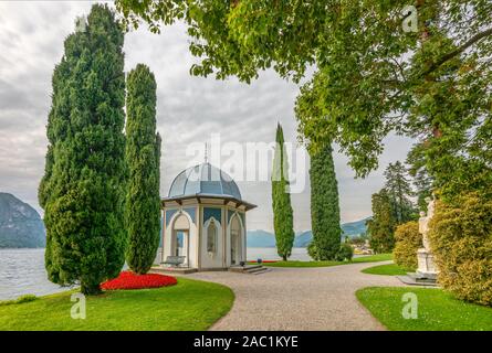 Padiglione moresco presso il giardino di Villa Melzi d Eril a Bellagio sul Lago di Como, Italia Foto Stock