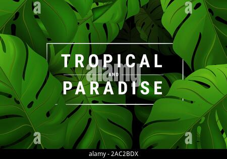 Vector Summer Beach Party Flyer illustrazione con disegno tipografica sulla natura dello sfondo con foglie di palmo Illustrazione Vettoriale