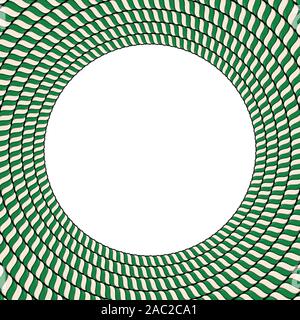 Candy Cane twisted Circle bordo del frame . Cerchio verde di canne di caramella. Swirl hard candy frontiere rotondo con copia spazio. Illustrazione Vettoriale