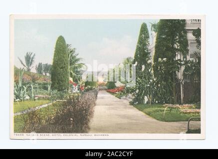 Scene di giardino, Hotel Colonial, Nassau, Bahamas contratto esclusivamente questioni tra cui Fred Harvey's delle imprese turistiche in American SouthwestGarden scene, Hotel Colonial, Nassau, Bahamas Foto Stock