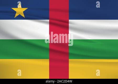 Sventola bandiera della Repubblica Centrafricana, colori ufficiali e il rapporto corretto. Repubblica Centrafricana bandiera nazionale. Illustrazione Vettoriale. Illustrazione Vettoriale