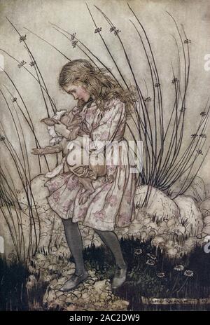 Arthur Rackham dell'illustrazione per l'edizione 1907 di Lewis Carroll Alice nel Paese delle Meraviglie - "è nuovamente grunted così violentemente che guardava verso il basso nella sua faccia in alcuni allarmi' Foto Stock