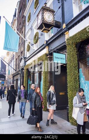 Tiffany & Co. flagship store su Old Bond Street, Londra, Inghilterra, Regno Unito Foto Stock