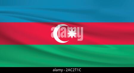 Sventola bandiera Azerbaigian, colori ufficiali e il rapporto corretto. Azerbaigian bandiera nazionale. Illustrazione Vettoriale. Illustrazione Vettoriale