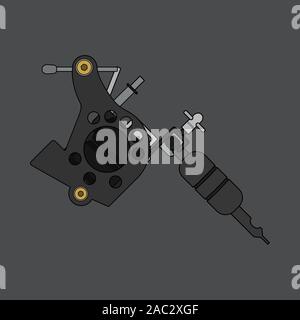 Tattoo Machine. Colore isolato illustrazione vettoriale. Pistola tatuaggio disegno Illustrazione Vettoriale