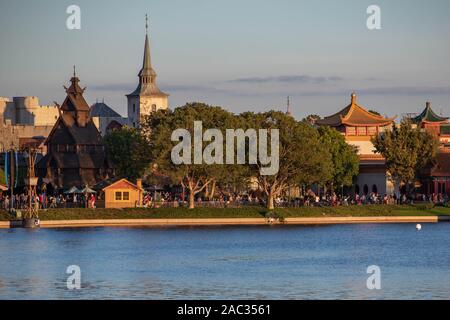 Orlando, Florida . Novembre 18, 2019. Vista panoramica della Norvegia Pavillion a Epcot Foto Stock