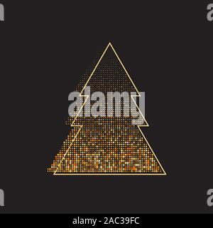 Albero di Natale, Natale banner, estratto albero con puntini, vettore elemento vacanze Illustrazione Vettoriale