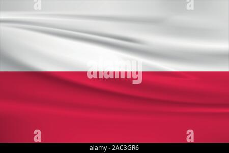 Sventola bandiera della Polonia, colori ufficiali e il rapporto corretto. La Polonia bandiera nazionale. Illustrazione Vettoriale. Illustrazione Vettoriale