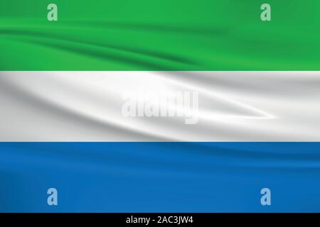 Sventolando la Sierra Leone bandiera, colori ufficiali e il rapporto corretto. Sierra Leone bandiera nazionale. Illustrazione Vettoriale. Illustrazione Vettoriale