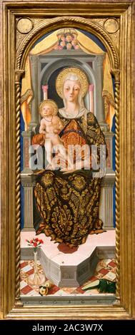 Madonna col Bambino in Trono di Nicola di Maestro Antonio (di Ancona), tempera e olio su pannello, c.1490 Foto Stock