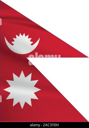 Sventola bandiera del Nepal, colori ufficiali e il rapporto corretto. Il Nepal bandiera nazionale. Illustrazione Vettoriale. Illustrazione Vettoriale