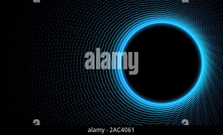 Moderno vettore illustrazione con luce particelle digitali cerchio su uno sfondo scuro. Illustrazione Vettoriale Illustrazione Vettoriale