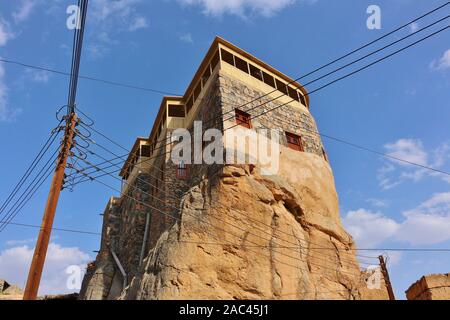 Tradizionali case di fango in Misfat al Abriyeen Foto Stock