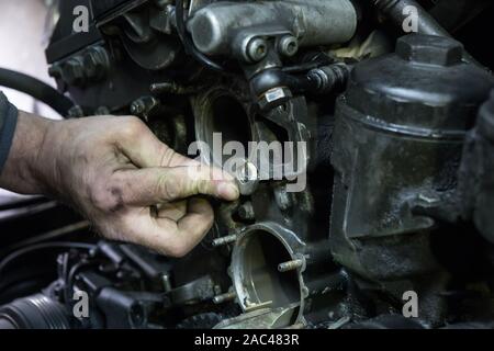 Auto riparazione motore close-up Foto Stock