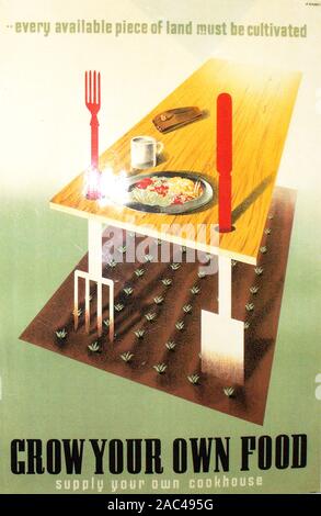 Crescere il proprio cibo british WW2 poster rilasciati dal Ministero dei Prodotti Alimentari Foto Stock