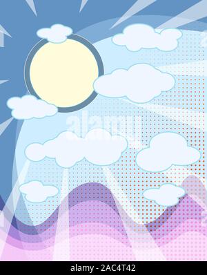 Wallpaper sunrise Graphic design pattern natura sky montagna in stile cartoon punti sfondo colorato Illustrazione Vettoriale