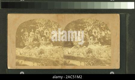 Gruppo di picnic di oziare in un cortile di gruppo di picnic di oziare in un yardGroup del picnic di oziare in un cantiere. Foto Stock