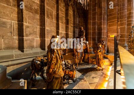 La natività. Chester Cathedral a Natale, Chester. Regno Unito Foto Stock