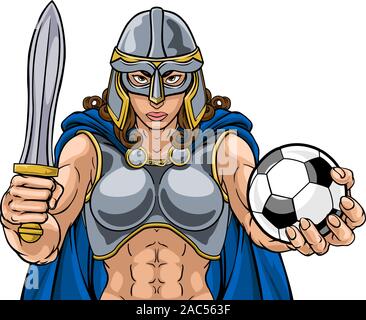 Viking Trojan Celtic cavaliere guerriero di calcio donna Illustrazione Vettoriale