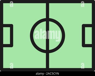 Campo di calcio con il markup piatto icona di colore. Illustrazione Vettoriale
