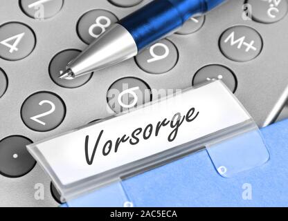 Calcolatrice e i documenti con il tedesco: Precauzione Foto Stock