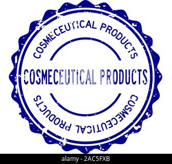 Grunge cosmeceutical blu prodotto round di parola la guarnizione in gomma timbro su sfondo bianco Illustrazione Vettoriale