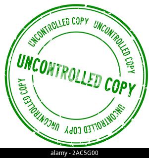 Green Grunge incontrollata parola copia round la guarnizione in gomma timbro su sfondo bianco Illustrazione Vettoriale