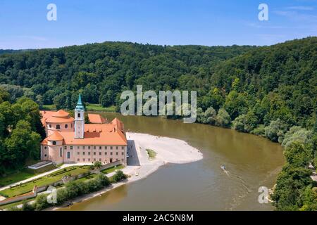 Monastero di Weltenburg sul Danubio Gorge Riserva Naturale, il fiume Danubio, Bassa Baviera, Baviera, Germania, Europa, 31. Luglio 2008 Foto Stock