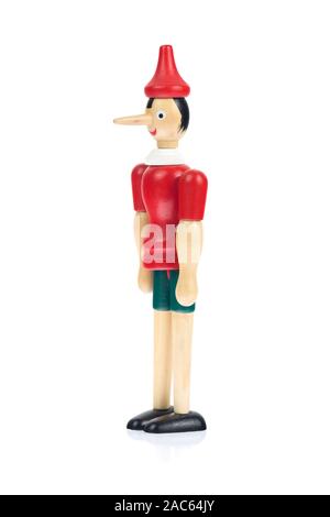 Pinocchio in legno bambola intaglio Foto Stock