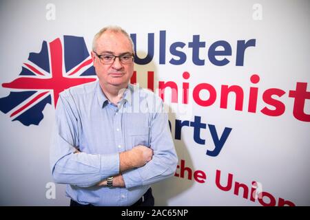 Leader UUP Steve Aiken presso le sedi di partito, Strandtown Hall di Belfast. Foto di PA. Picture Data: martedì 26 novembre, 2019. Vedere PA storia politica elezione. Foto di credito dovrebbe leggere: Liam McBurney/PA FILO Foto Stock