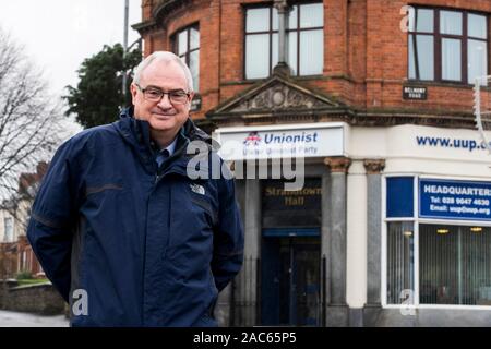 Leader UUP Steve Aiken presso le sedi di partito, Strandtown Hall di Belfast. Foto di PA. Picture Data: martedì 26 novembre, 2019. Vedere PA storia politica elezione. Foto di credito dovrebbe leggere: Liam McBurney/PA FILO Foto Stock