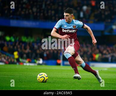 Londra, Regno Unito. 30 Nov 2019. West Ham United's Declan riso.durante la Premier League inglese tra Chelsea e West Ham United presso la Stanford Bridge Stadium, Londra, Inghilterra il 30 novembre 2019 (foto di AFS/Espa-Images) Credito: Cal Sport Media/Alamy Live News Foto Stock