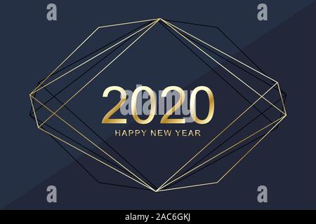 Buon Natale e Felice Anno Nuovo 2020 bigliettino. Moderno sfondo dorato modello per 2020 Felice Anno Nuovo. Design moderno modello di copertura Illustrazione Vettoriale