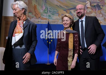 Bruxelles, Belgio. 1 dicembre, 2019. Il Presidente della Commissione europea, Ursula von der Leyen assiste per una cerimonia che segna il decimo anniversario del Trattato di Lisbona. Credito: ALEXANDROS MICHAILIDIS/Alamy Live News Foto Stock