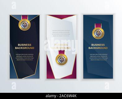 Verticale bianca di lusso nero blu banner. Triangolo astratto sfondo vettoriale Illustrazione Vettoriale