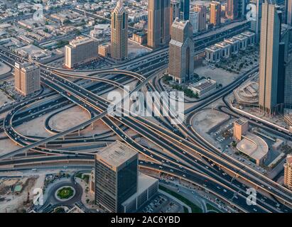 Vista dal Burj Khalifa, Dubai, Emirati arabi uniti (EAU) Foto Stock
