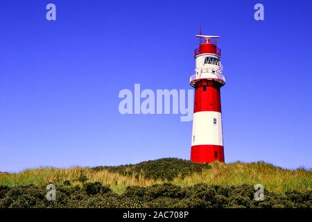 Der elektrische Leuchtturm auf der Insel Borkum, Ostfriesische isole, Niedersachsen, Bundesrepublik Deutschland. Foto Stock