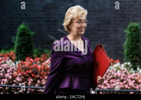 Andrea Leadsom MP, Segretario di Stato per gli affari, strategia energetica e industriale. Ministri lasciare una riunione del gabinetto, Downing Street, Westminster, Lo Foto Stock